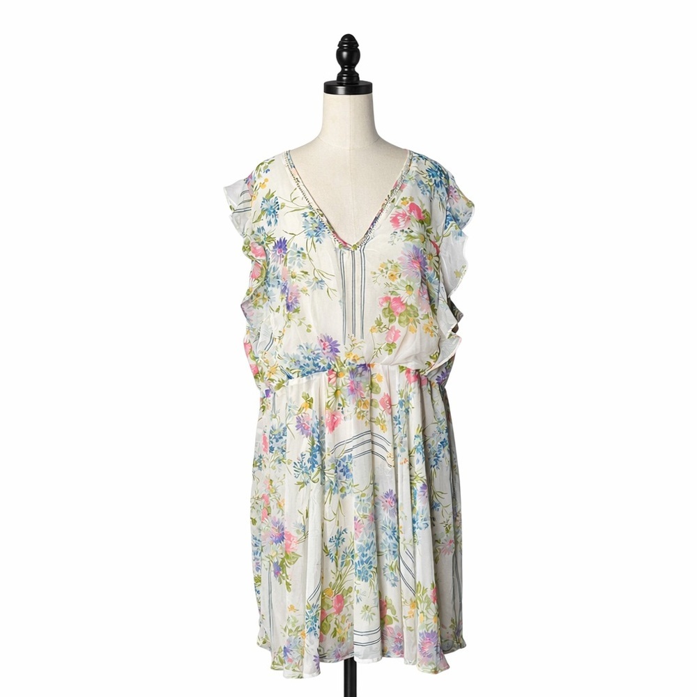 ASOS Floral Ruffle Sleeve V-Neck Dress Size US 24